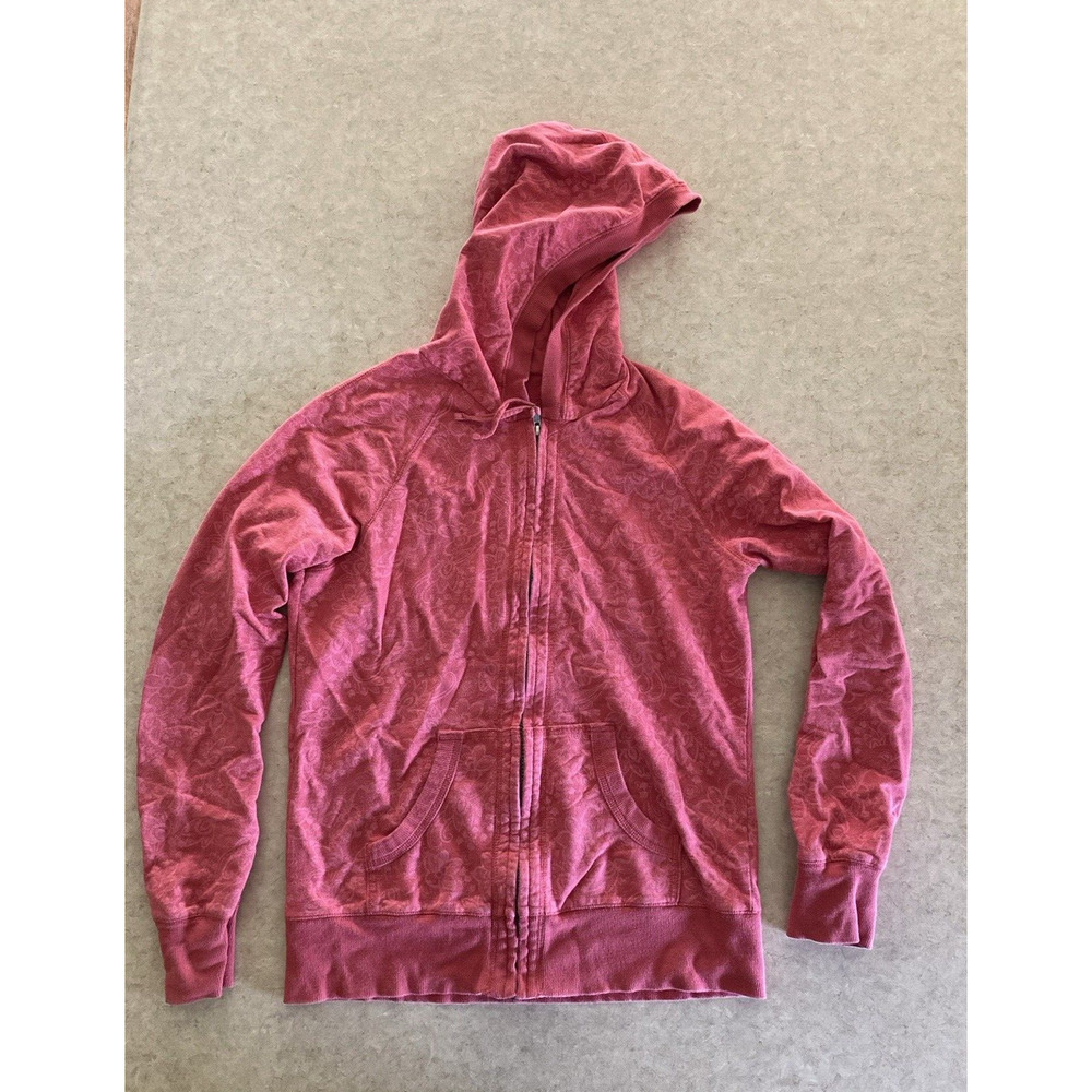 Women's Merona Medium Hooded Zip Up Jacket Hoodie Coral Floral